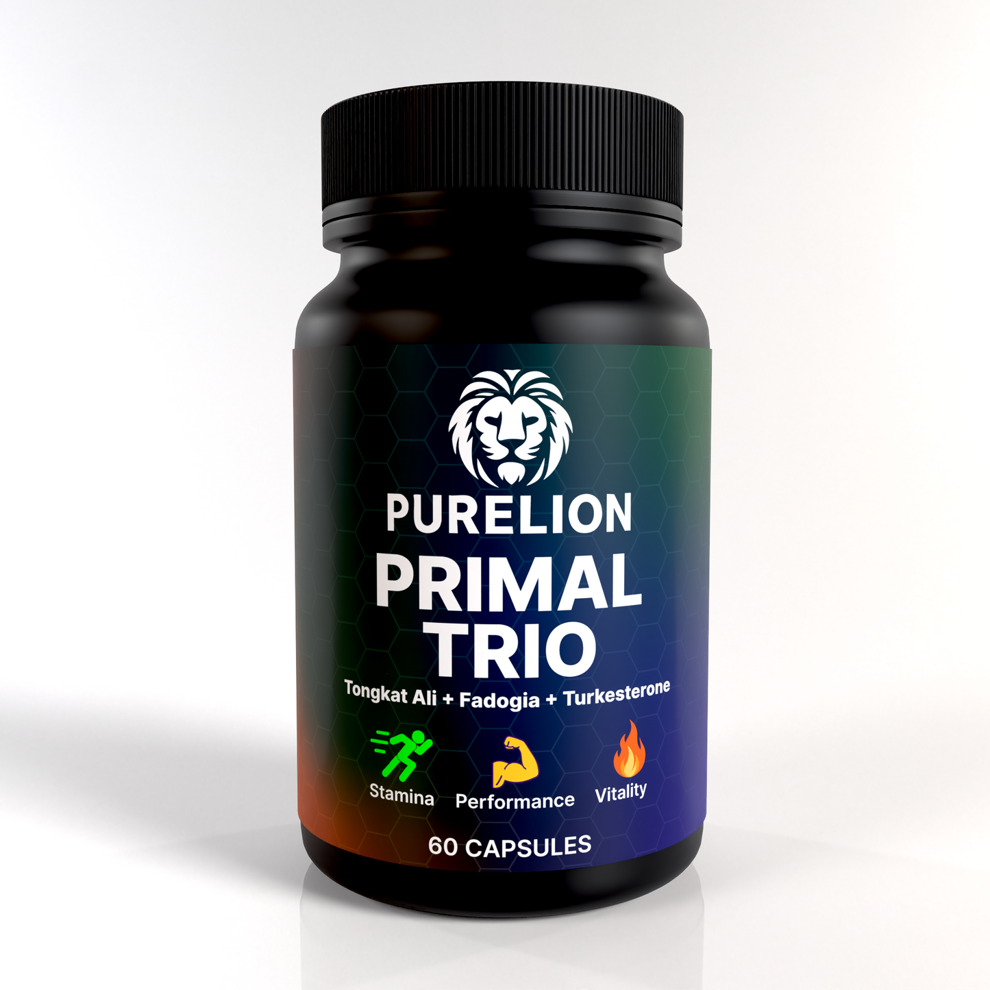 PURELION Primal Trio 60 capsules bottle – Tongkat, Fadogia, Turkesterone